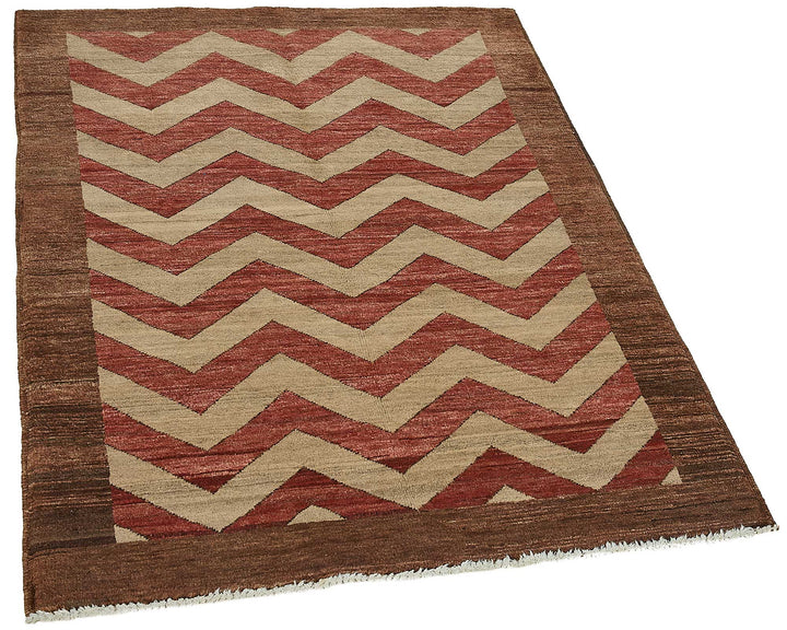 3x5 Brown Handmade Geometric Oushak Rug - 51389