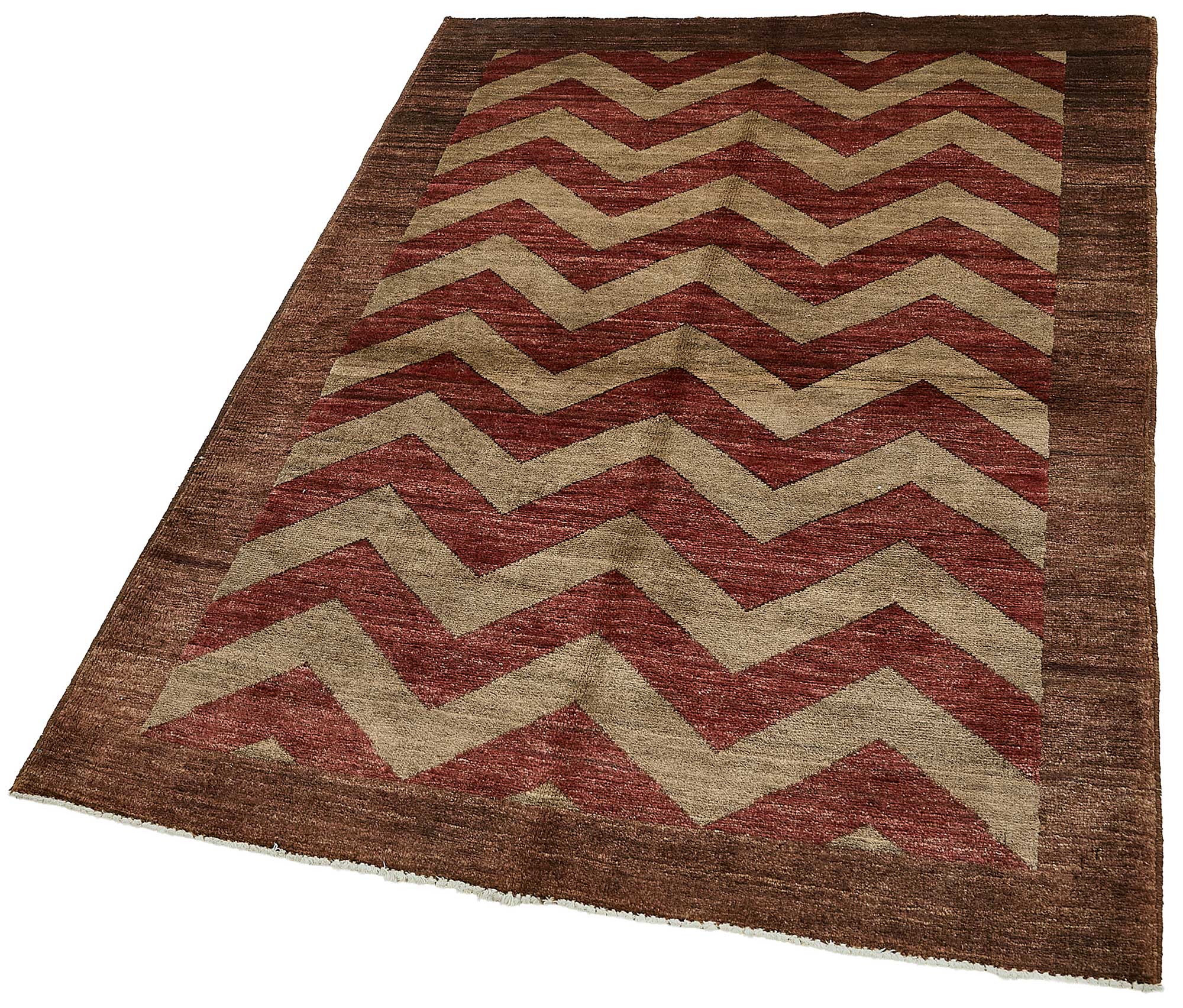 3x5 Brown Handmade Geometric Oushak Rug - 51389