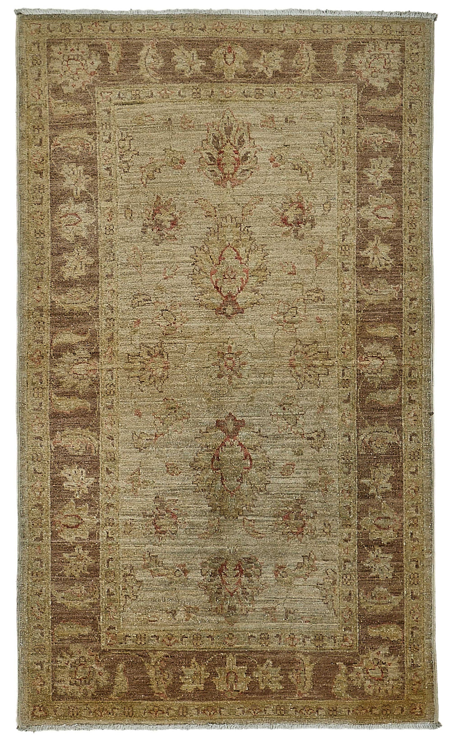 3x5 Beige Traditional Floral Medallion Oushak Rug - 51394