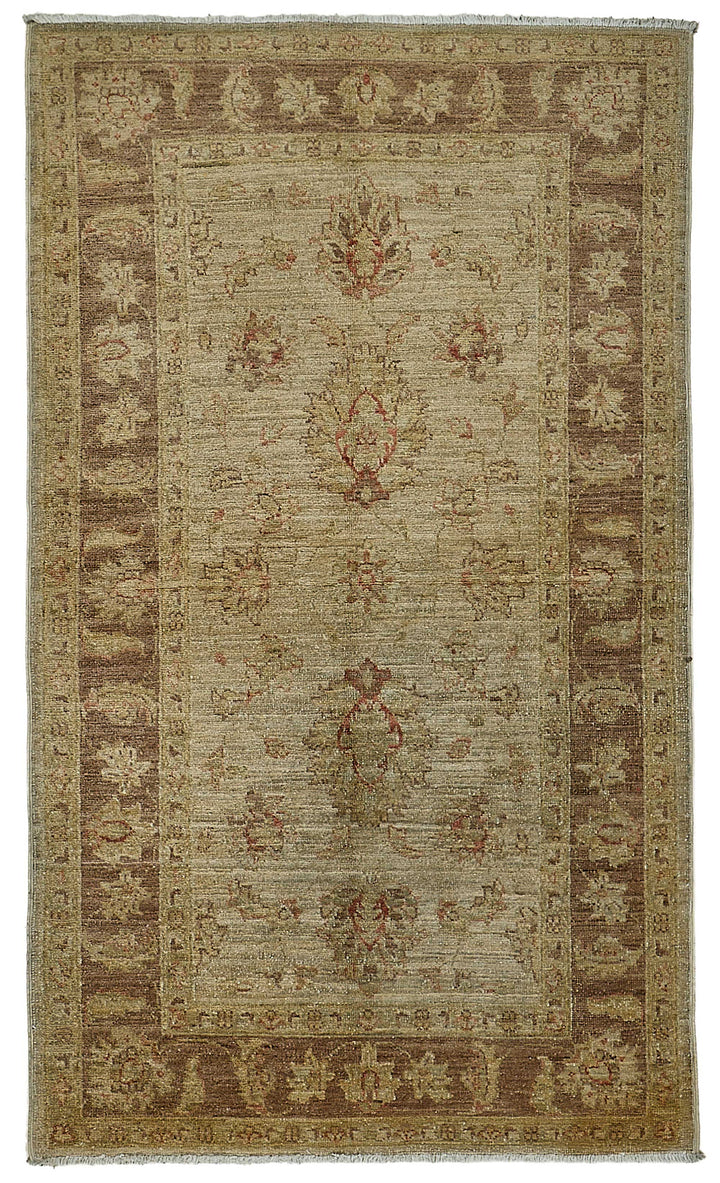 3x5 Beige Traditional Floral Medallion Oushak Rug - 51394