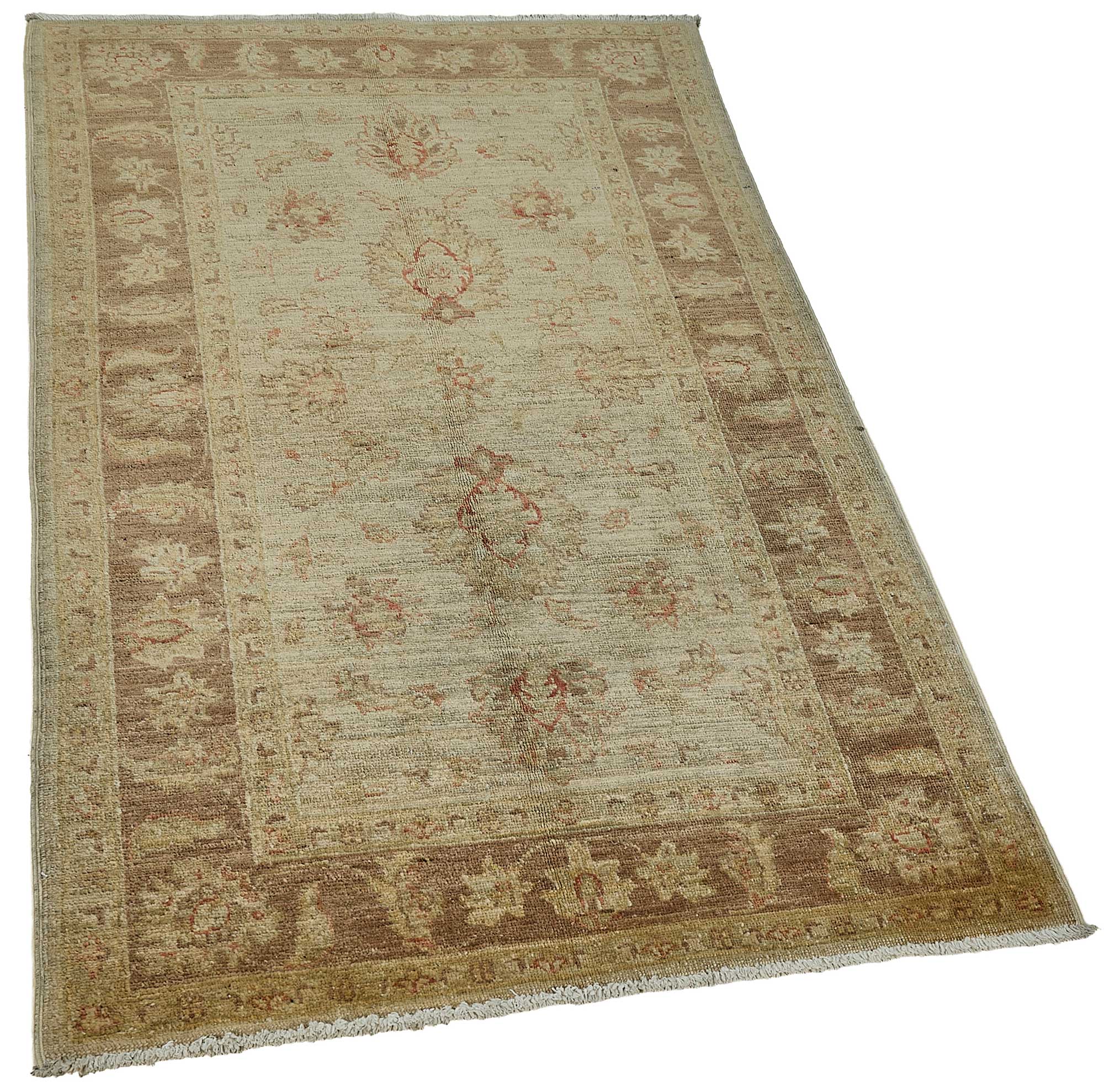 3x5 Beige Traditional Floral Medallion Oushak Rug - 51394
