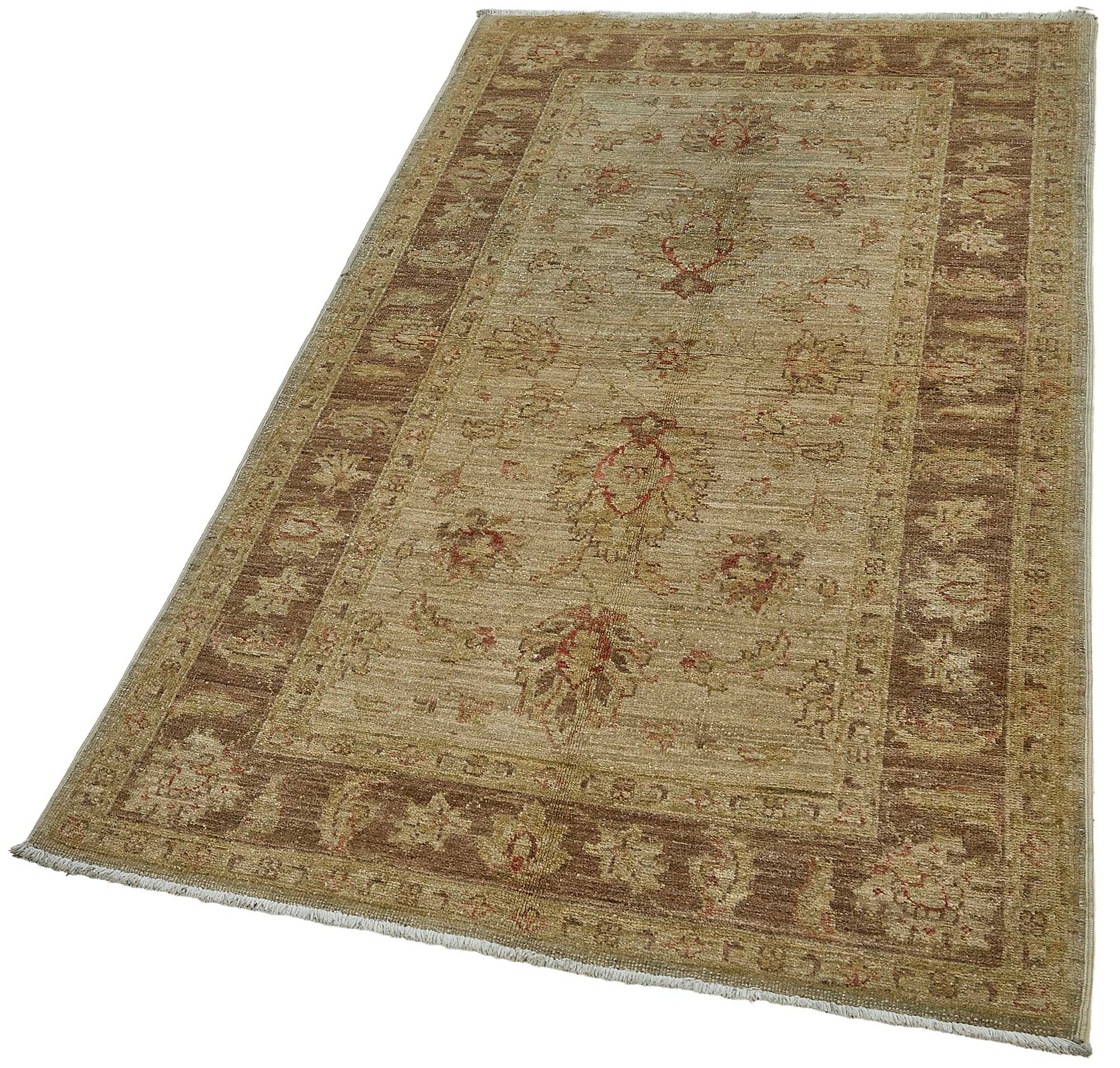 3x5 Beige Traditional Floral Medallion Oushak Rug - 51394