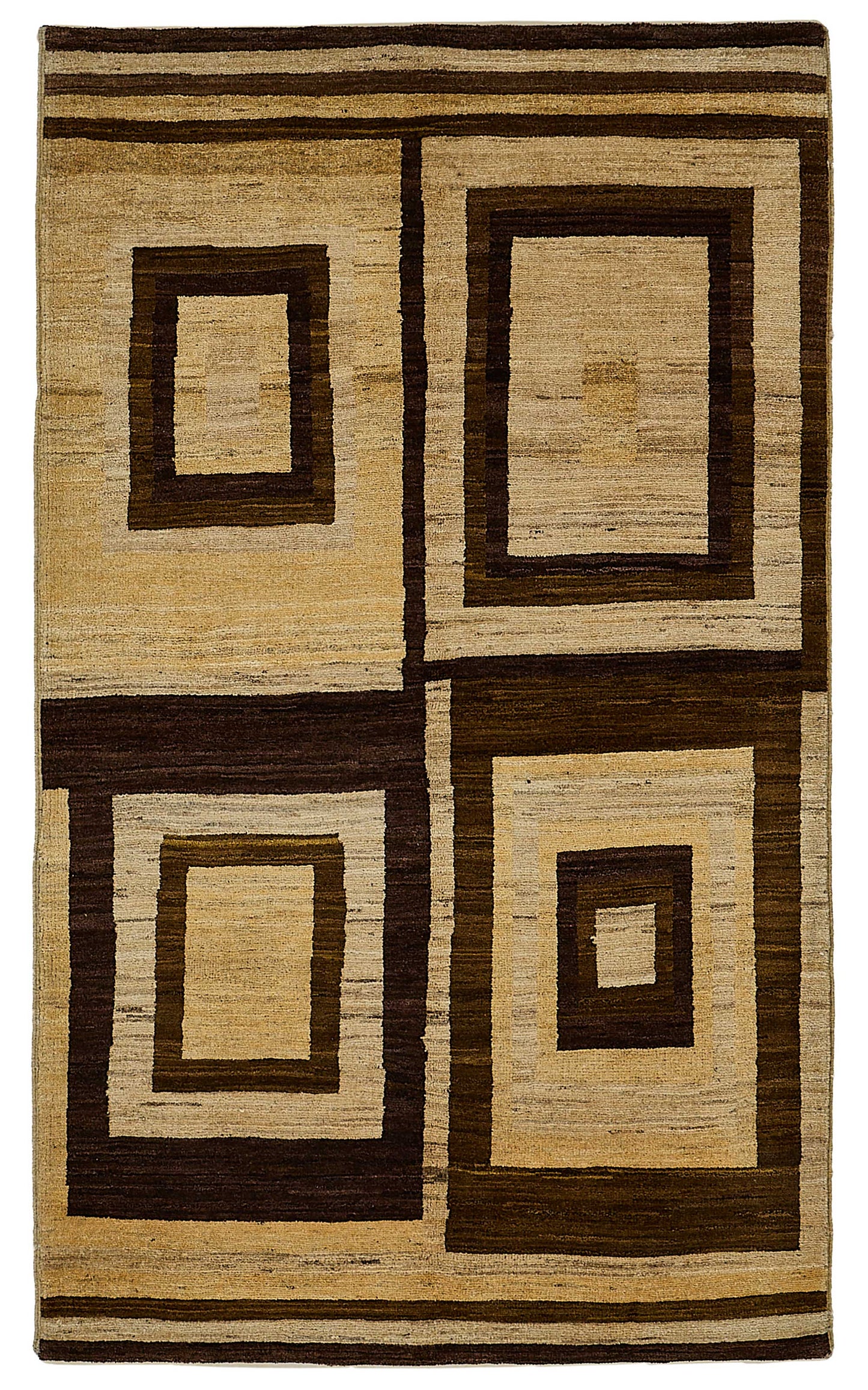 3x5 Beige Contemporary Geometric Oushak Rug - 51395