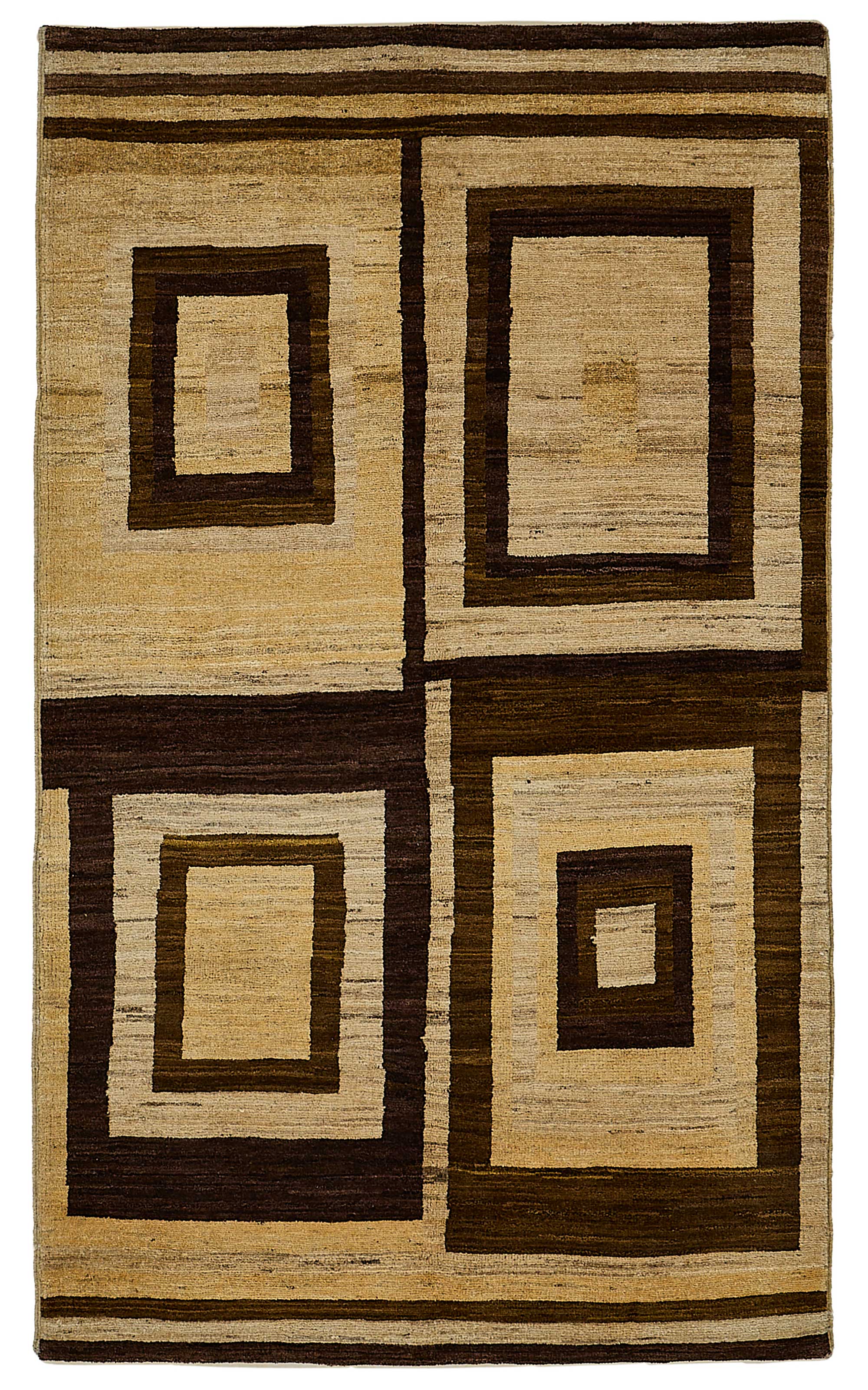 3x5 Beige Contemporary Geometric Oushak Rug - 51395