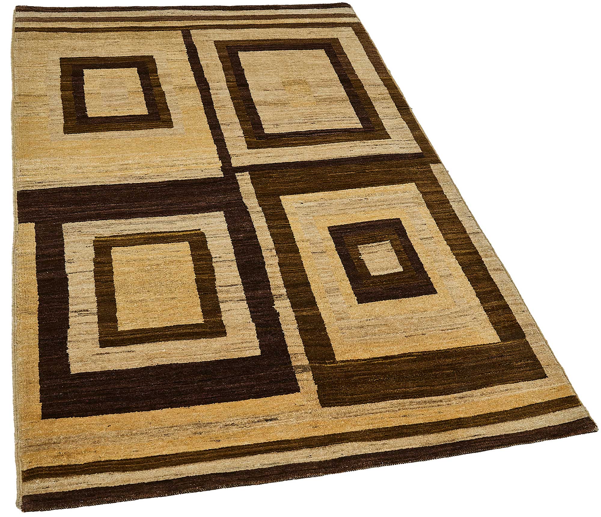 3x5 Beige Contemporary Geometric Oushak Rug - 51395