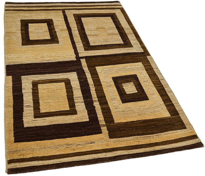 3x5 Beige Contemporary Geometric Oushak Rug - 51395
