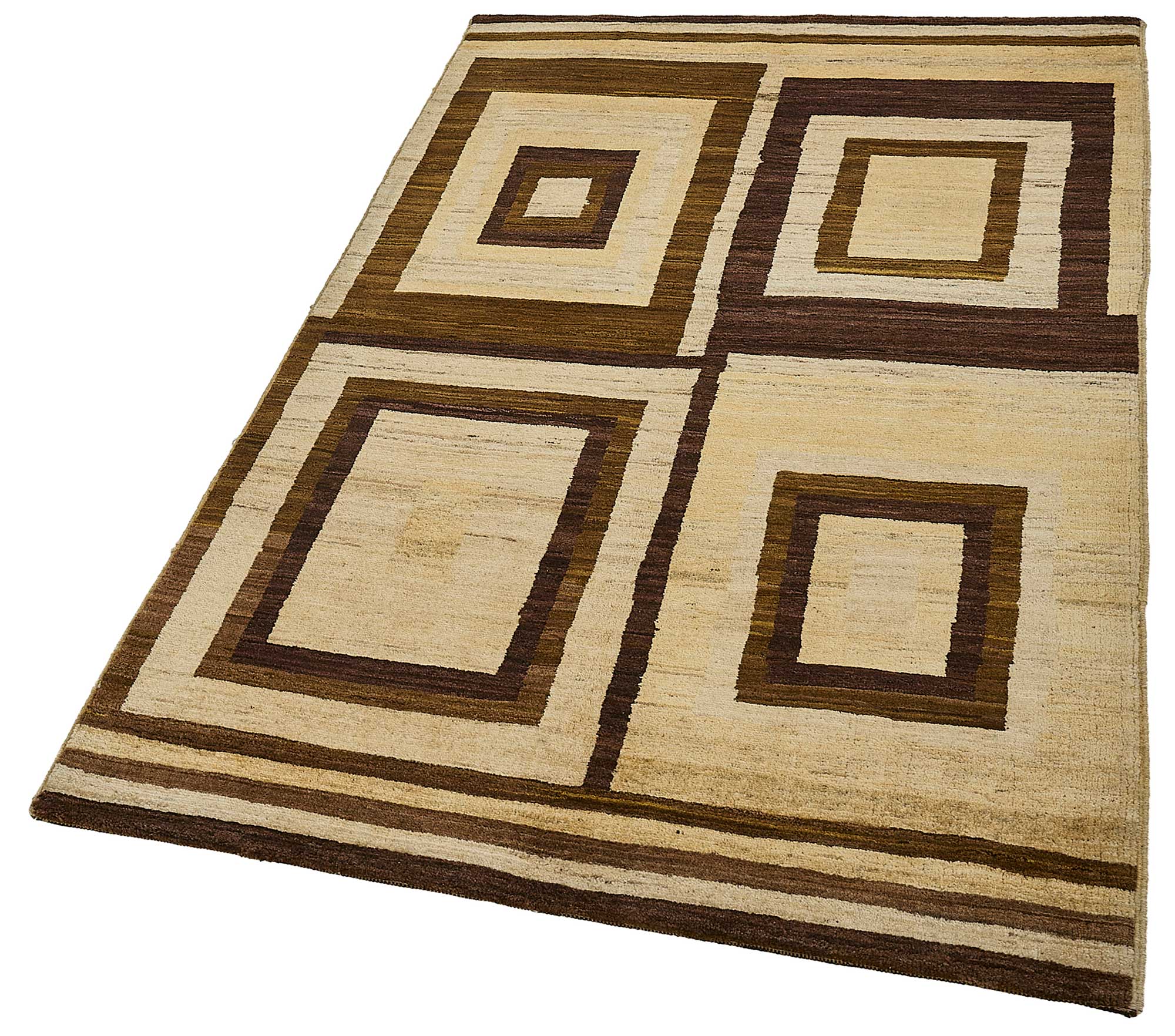 3x5 Beige Contemporary Geometric Oushak Rug - 51395