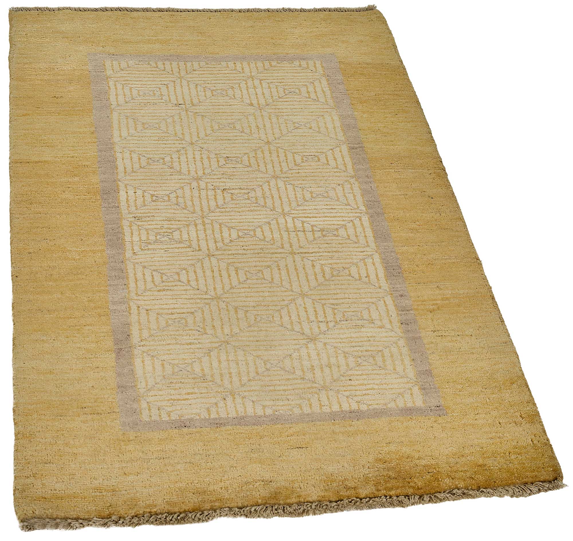 3x4 Beige Contemporary Geometric Oushak Rug - 51399