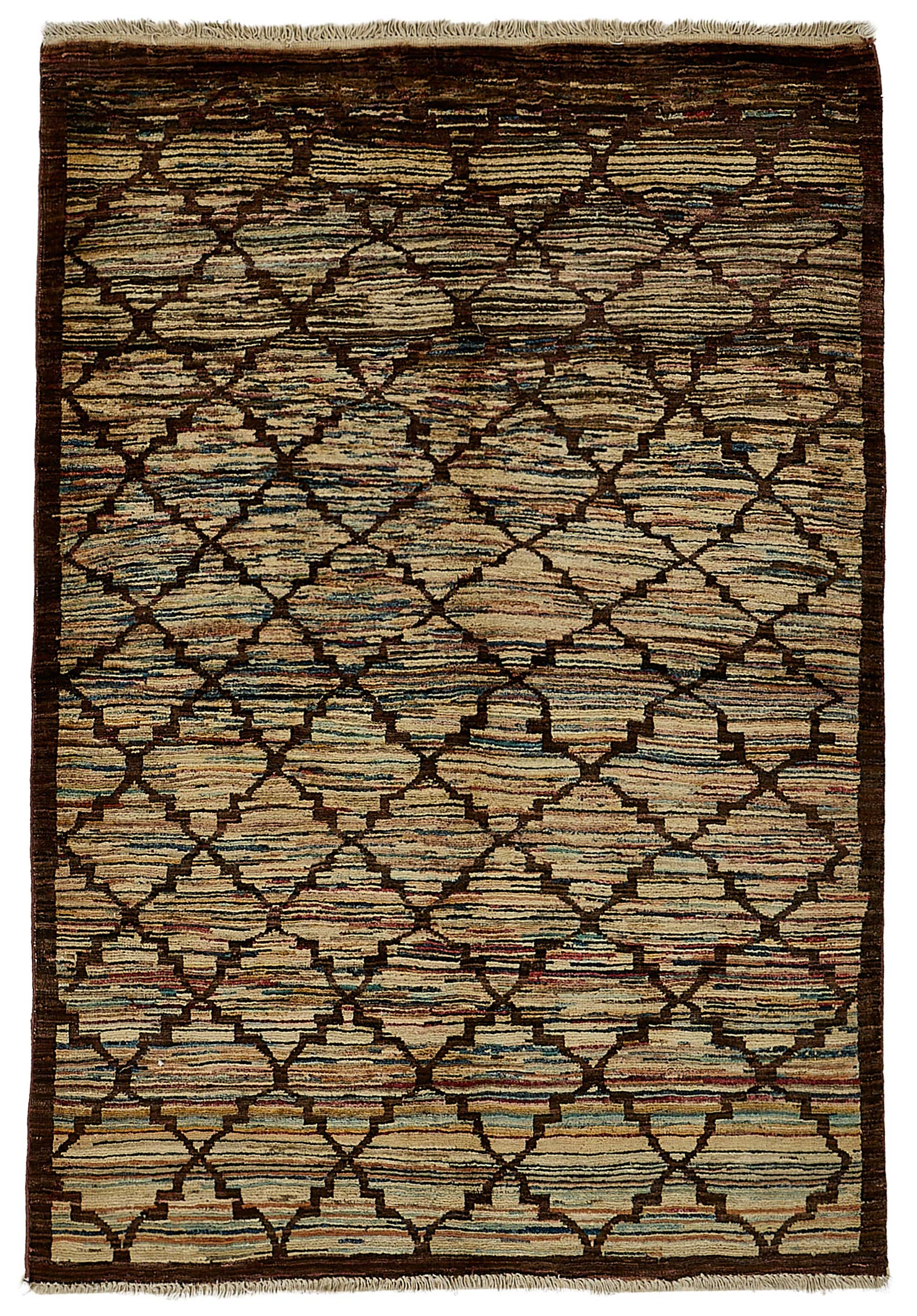3x5 Beige Tribal Geometric Oushak Rug - 51400