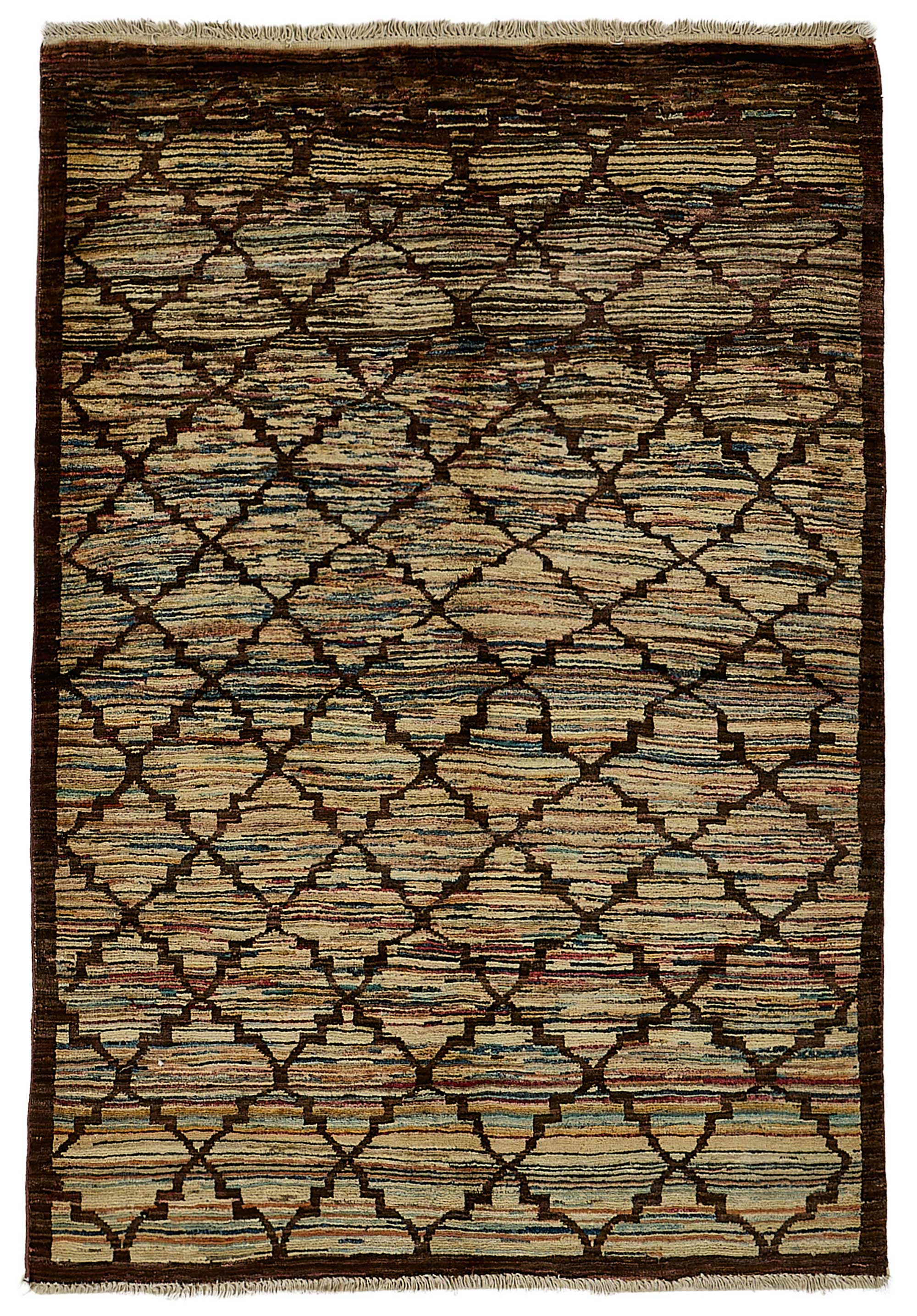 3x5 Beige Tribal Geometric Oushak Rug - 51400