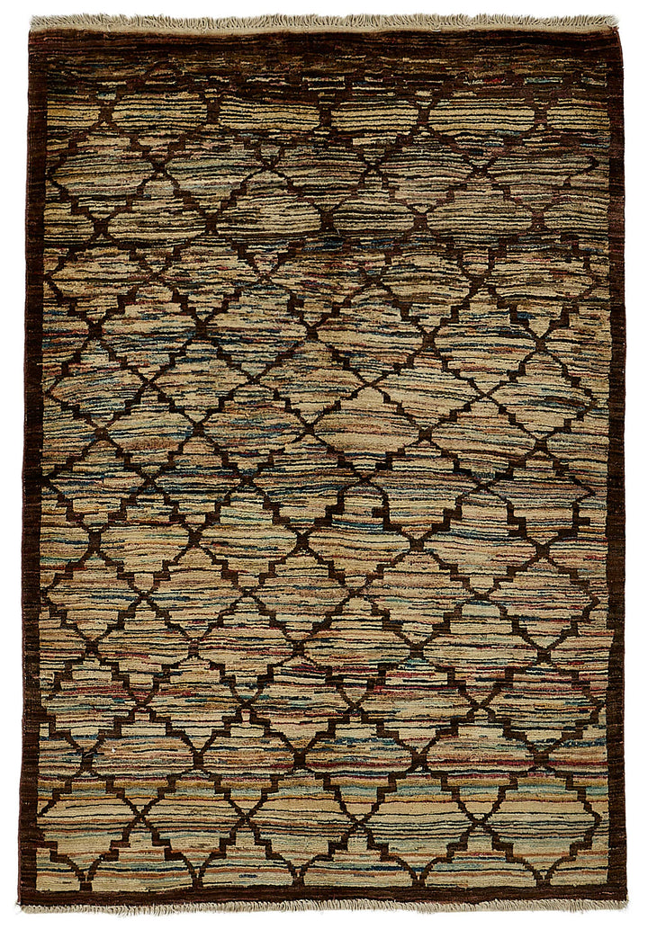 3x5 Beige Tribal Geometric Oushak Rug - 51400