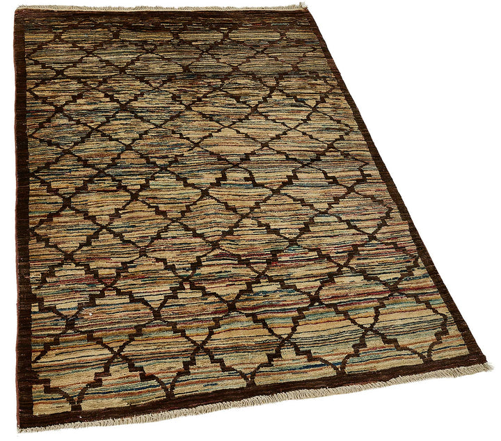 3x5 Beige Tribal Geometric Oushak Rug - 51400
