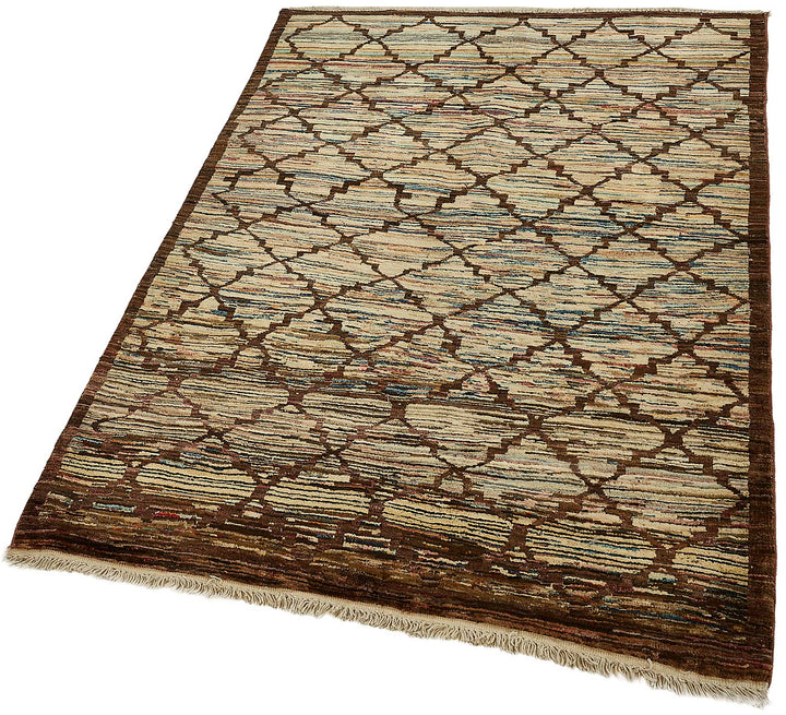 3x5 Beige Tribal Geometric Oushak Rug - 51400