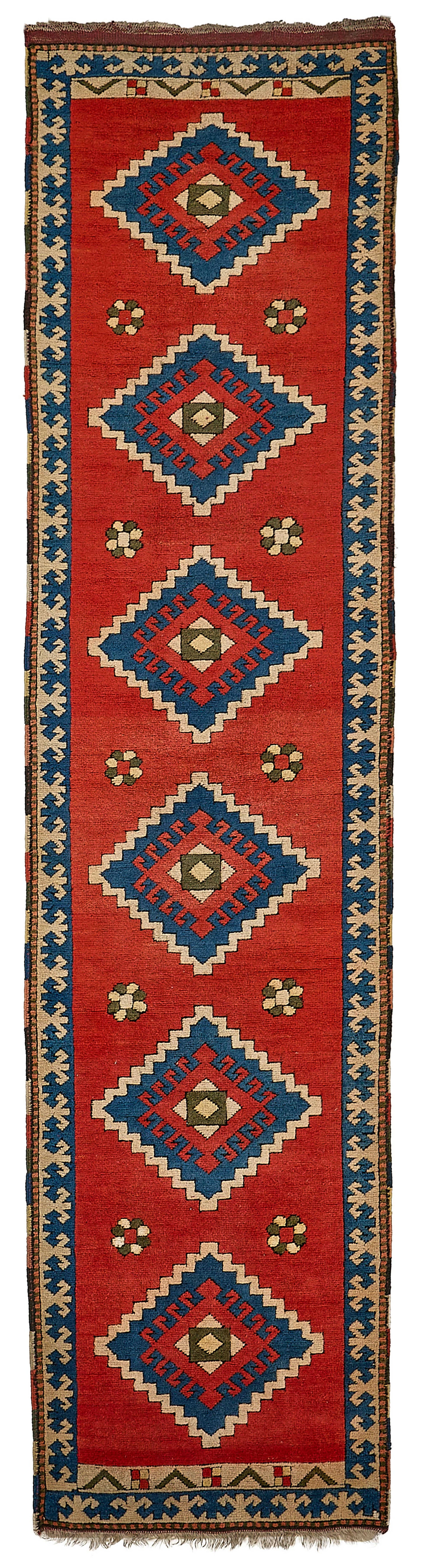 3x11 Red Traditional Medallion Oushak Rug - 51409