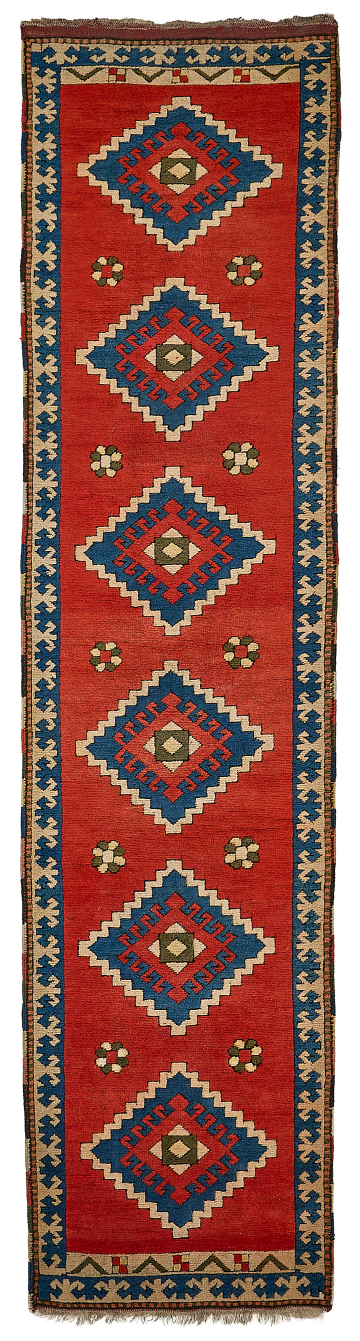 3x11 Red Traditional Medallion Oushak Rug - 51409