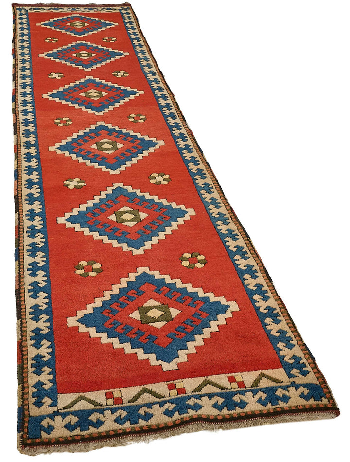 3x11 Red Traditional Medallion Oushak Rug - 51409