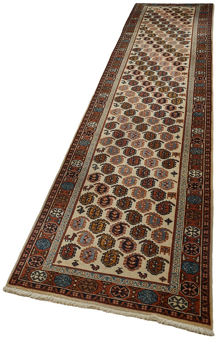 2x12 Beige Traditional Geometric Oushak Rug - 51410