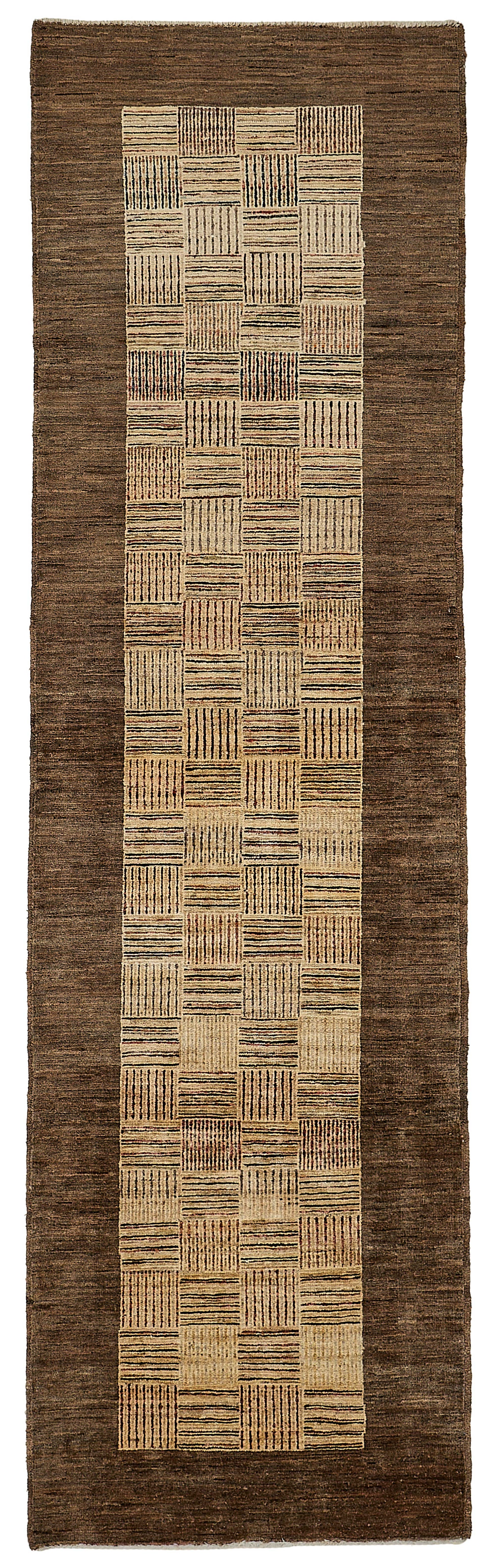 3x9 Beige Contemporary Geometric Oushak Rug - 51411