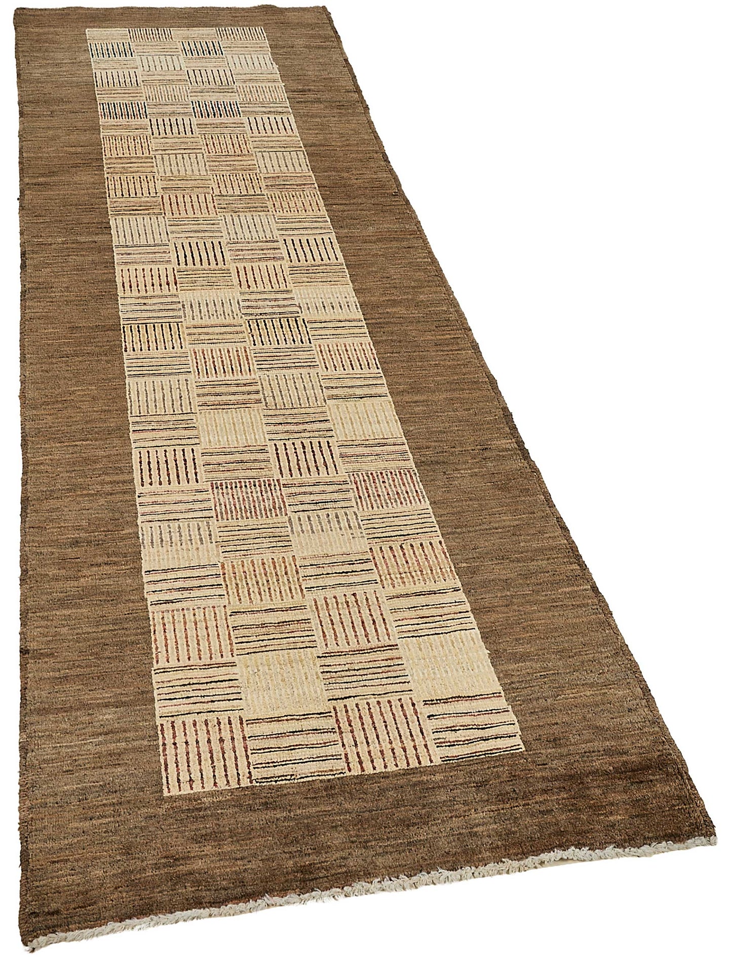 3x9 Beige Contemporary Geometric Oushak Rug - 51411