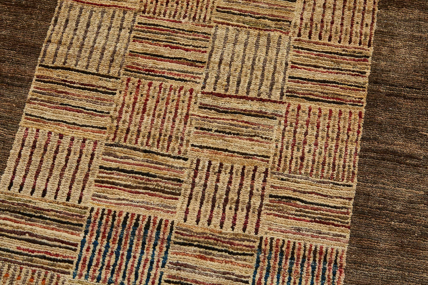 3x9 Beige Contemporary Geometric Oushak Rug - 51411