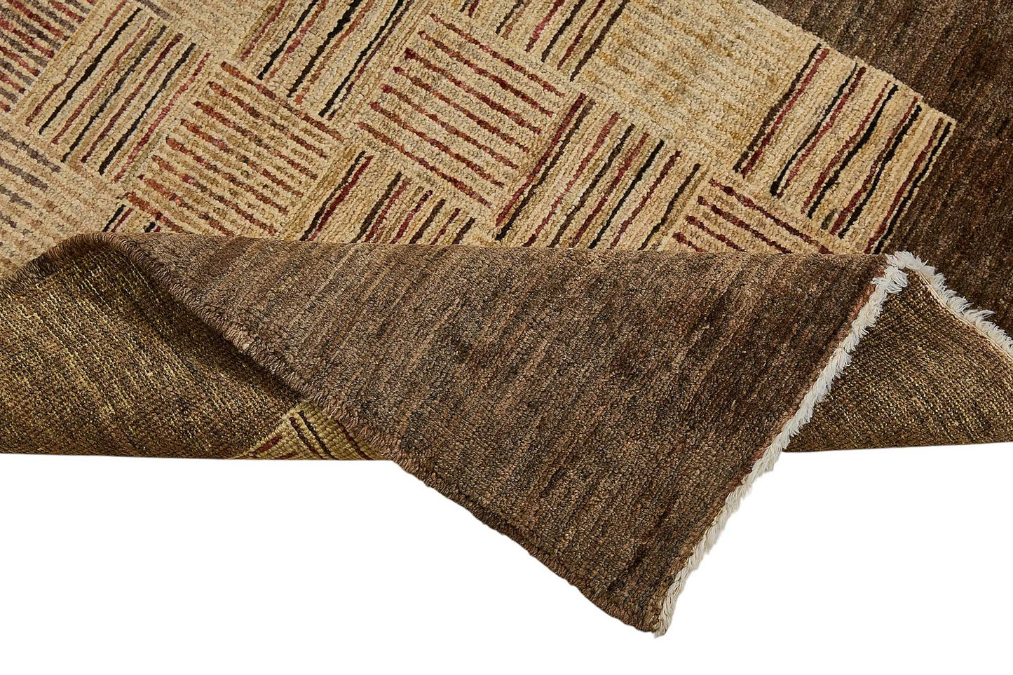 3x9 Beige Contemporary Geometric Oushak Rug - 51411