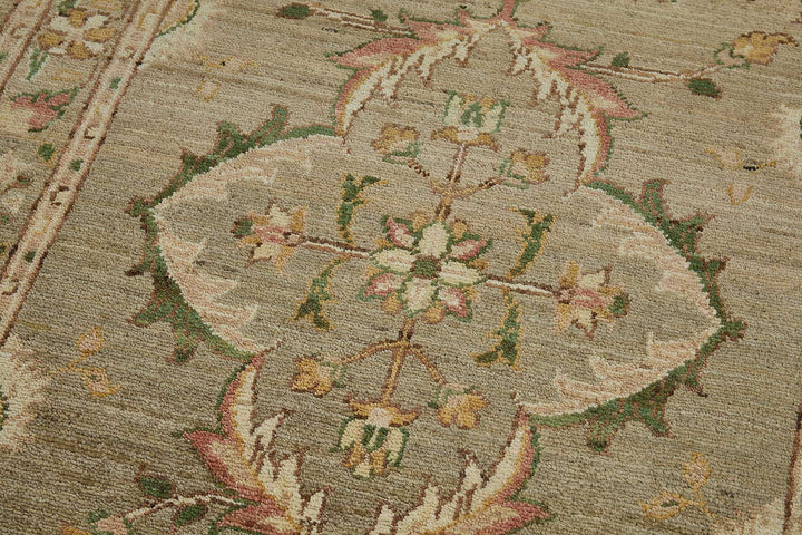 3x9 Beige Handmade Floral Medallion Oushak Rug - 51413