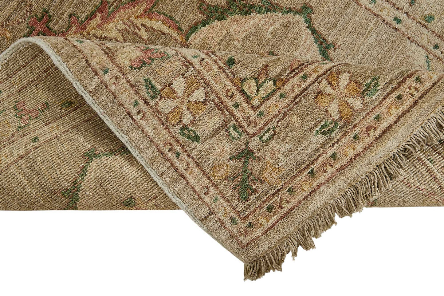 3x9 Beige Handmade Floral Medallion Oushak Rug - 51413