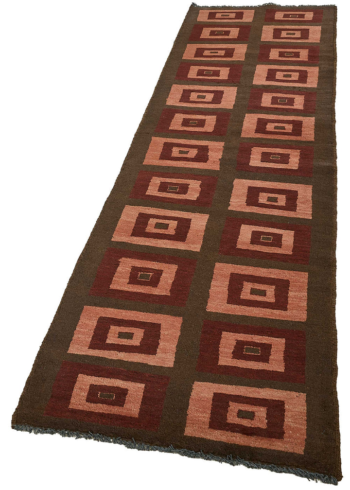 3x10 Brown Traditional Geometric Oushak Rug - 51414