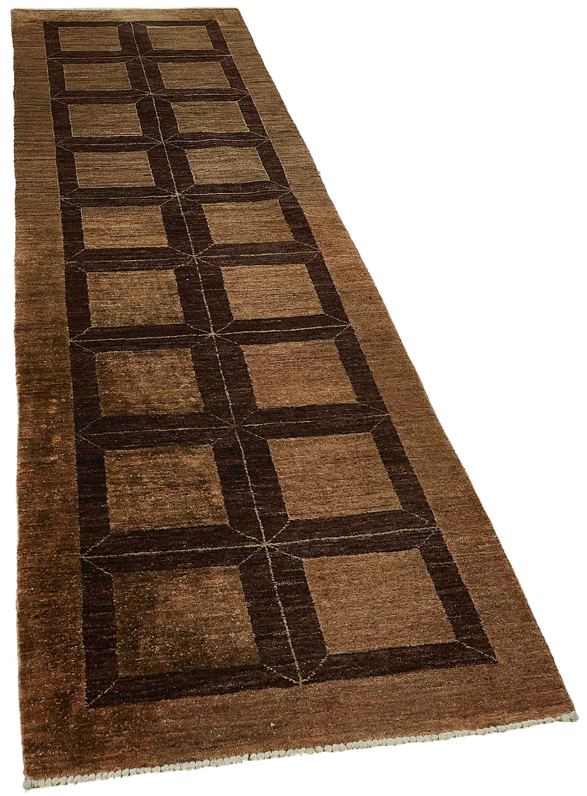 2x9 Brown Turkish Medallion Oushak Rug - 51415