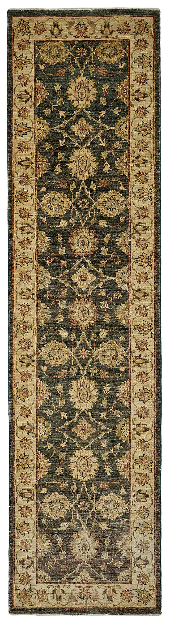 3x10 Beige Traditional Floral Oushak Rug - 51417
