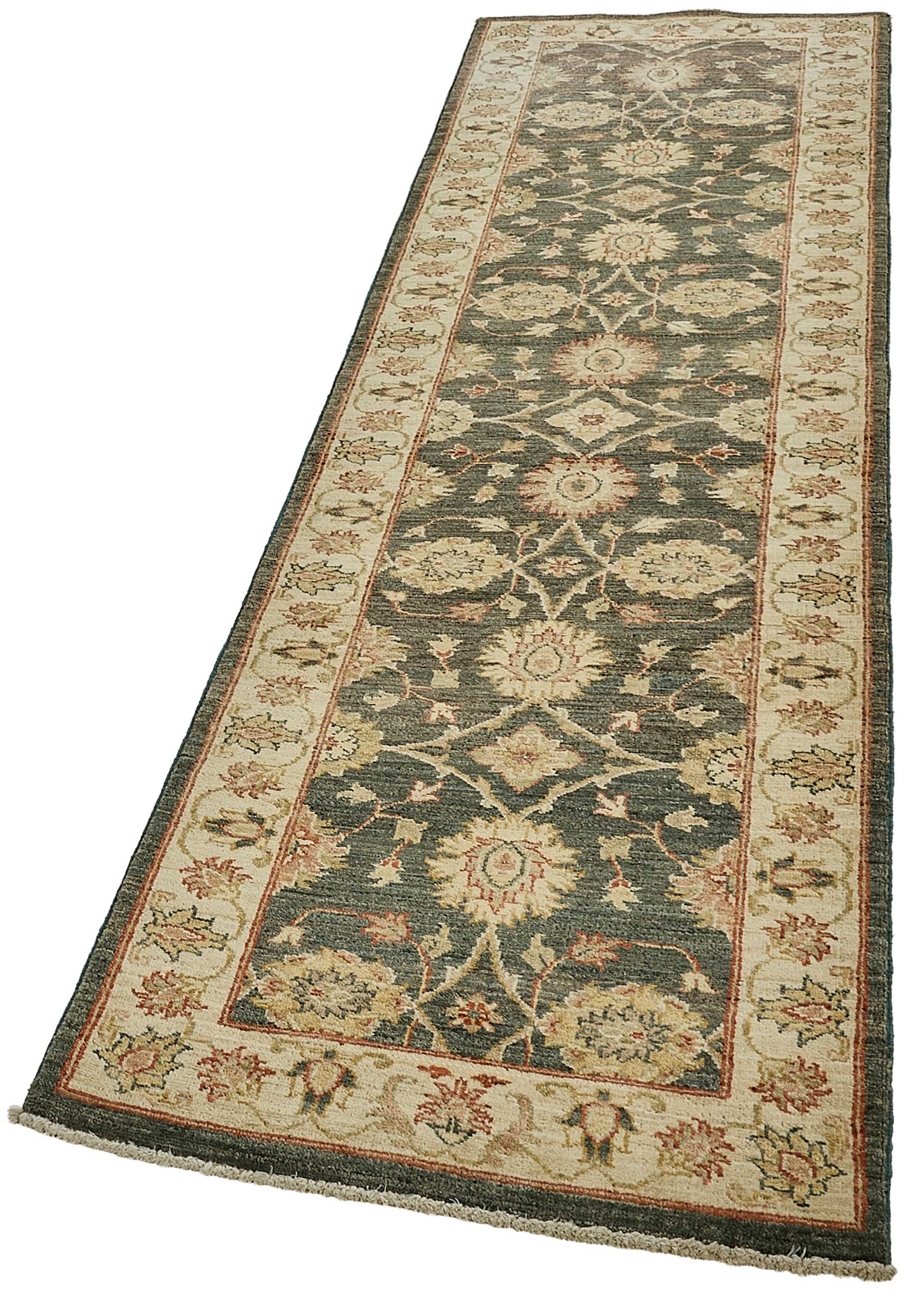 3x10 Beige Traditional Floral Oushak Rug - 51417