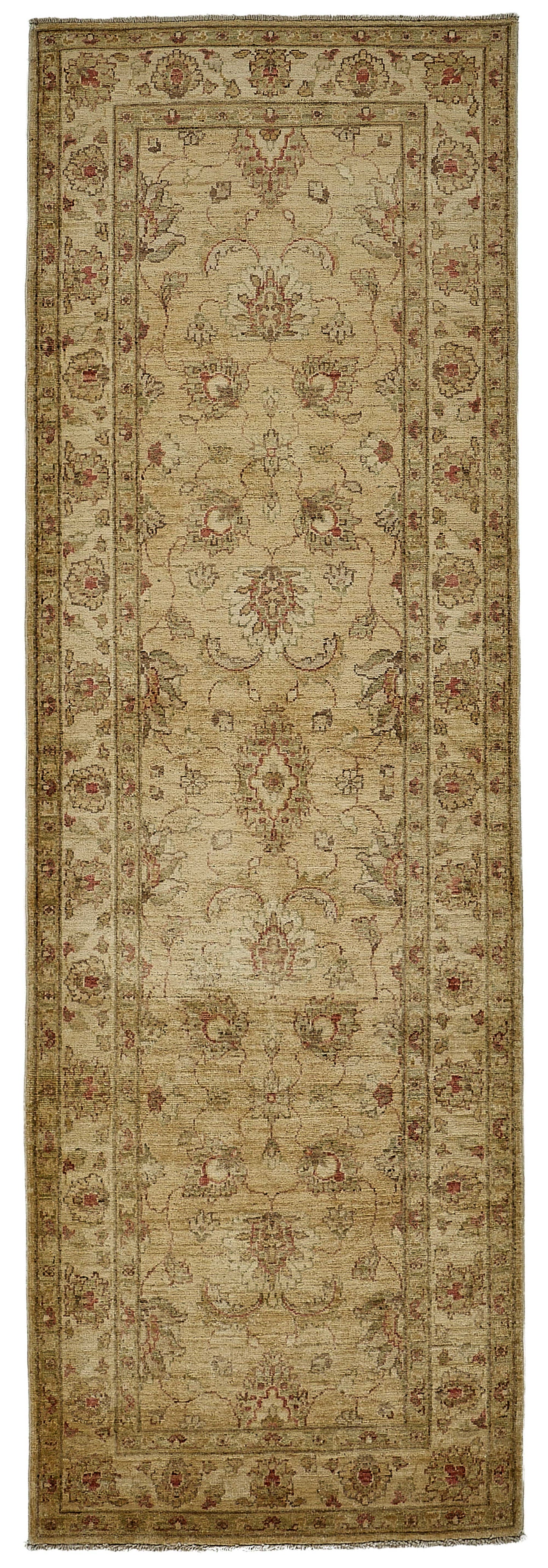 3x8 Beige Floral Medallion Oushak Rug - 51420