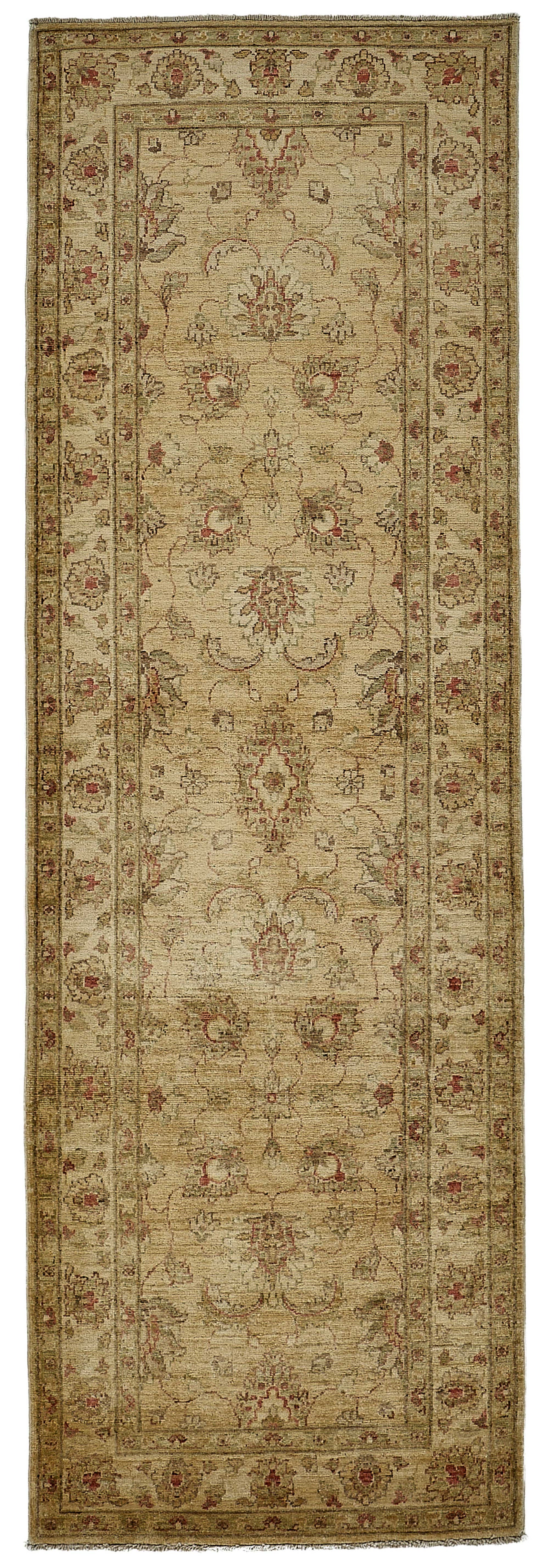 3x8 Beige Floral Medallion Oushak Rug - 51420