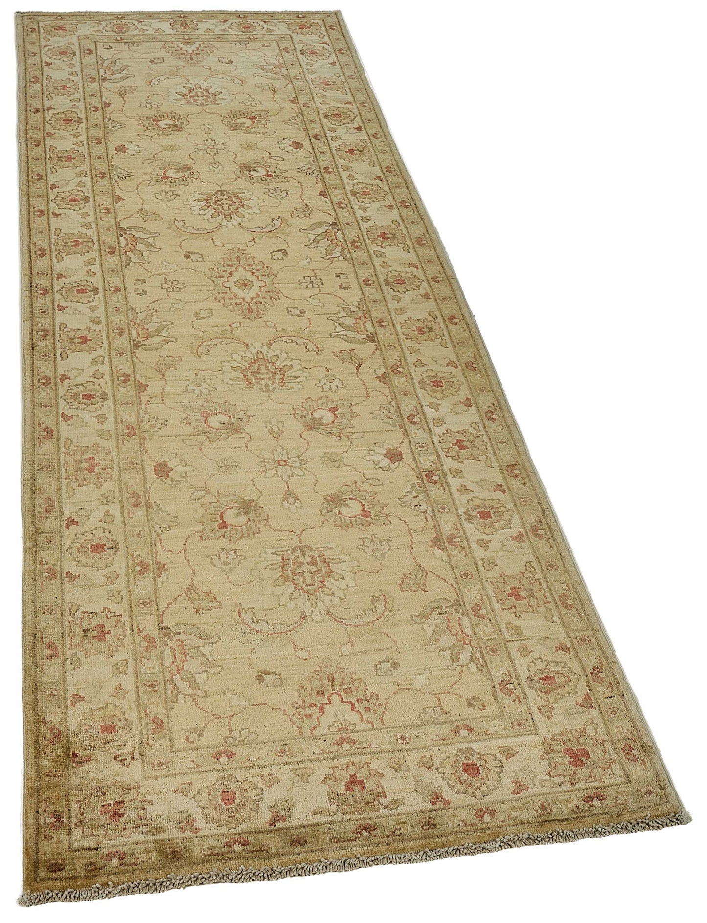 3x8 Beige Floral Medallion Oushak Rug - 51420
