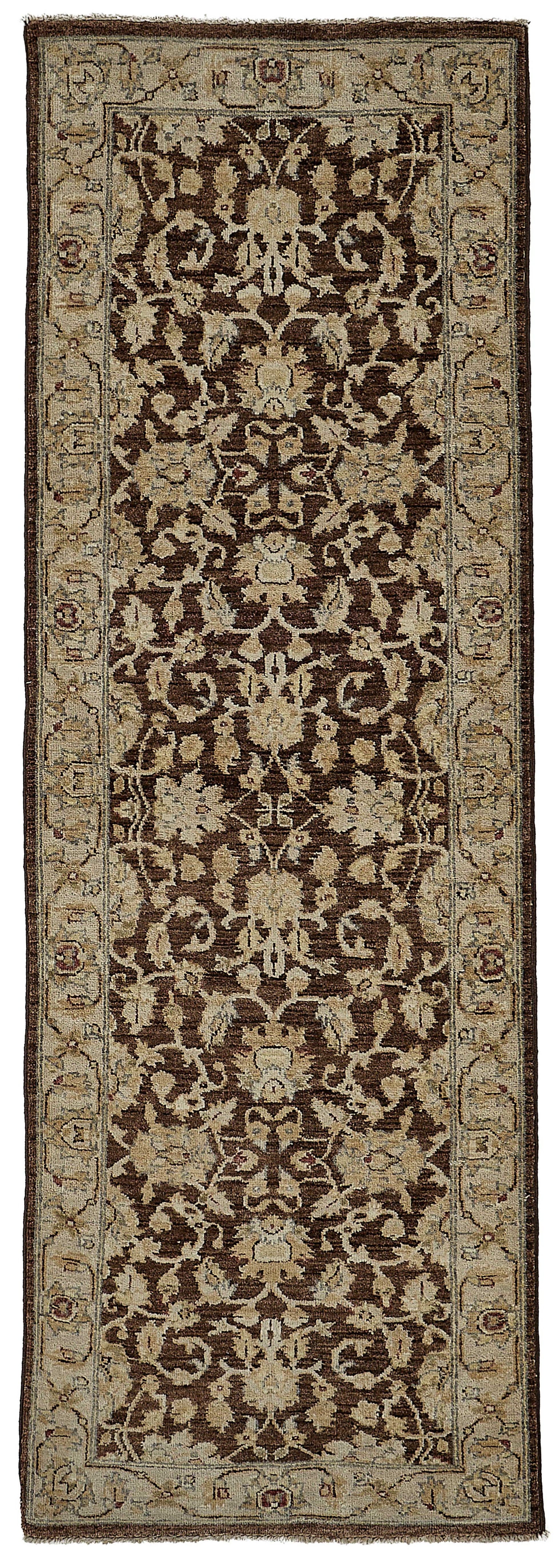 2x7 Beige Traditional Floral Oushak Rug - 51421