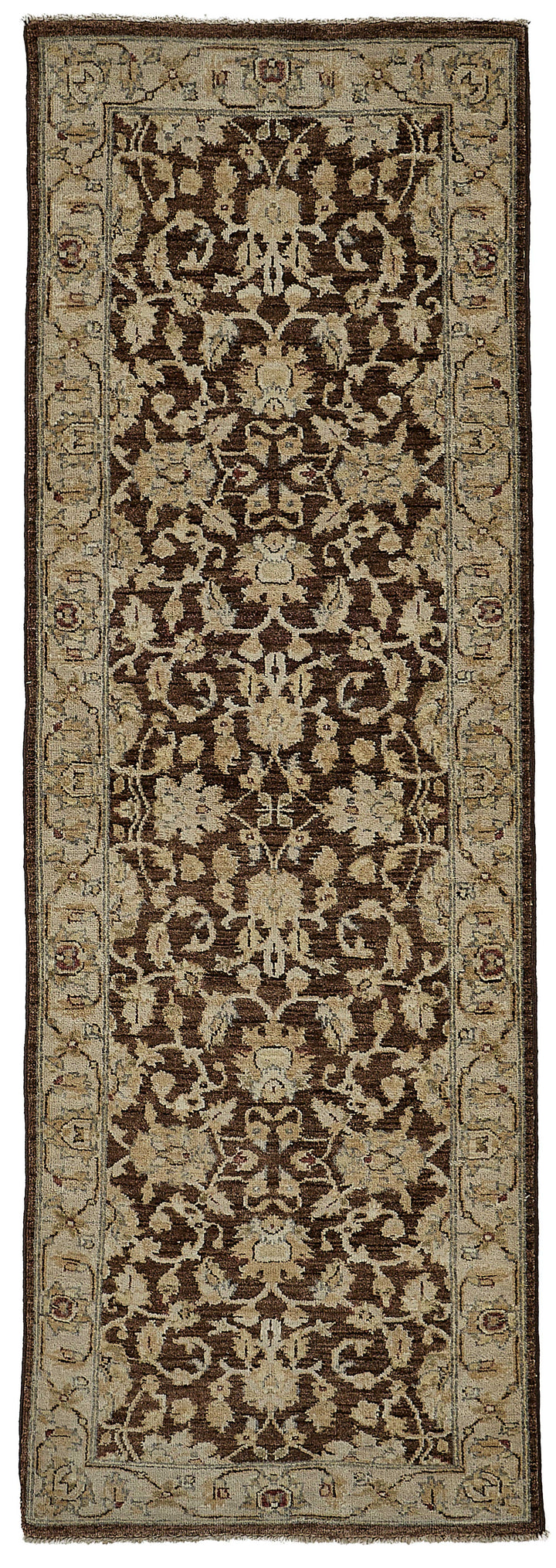 2x7 Beige Traditional Floral Oushak Rug - 51421