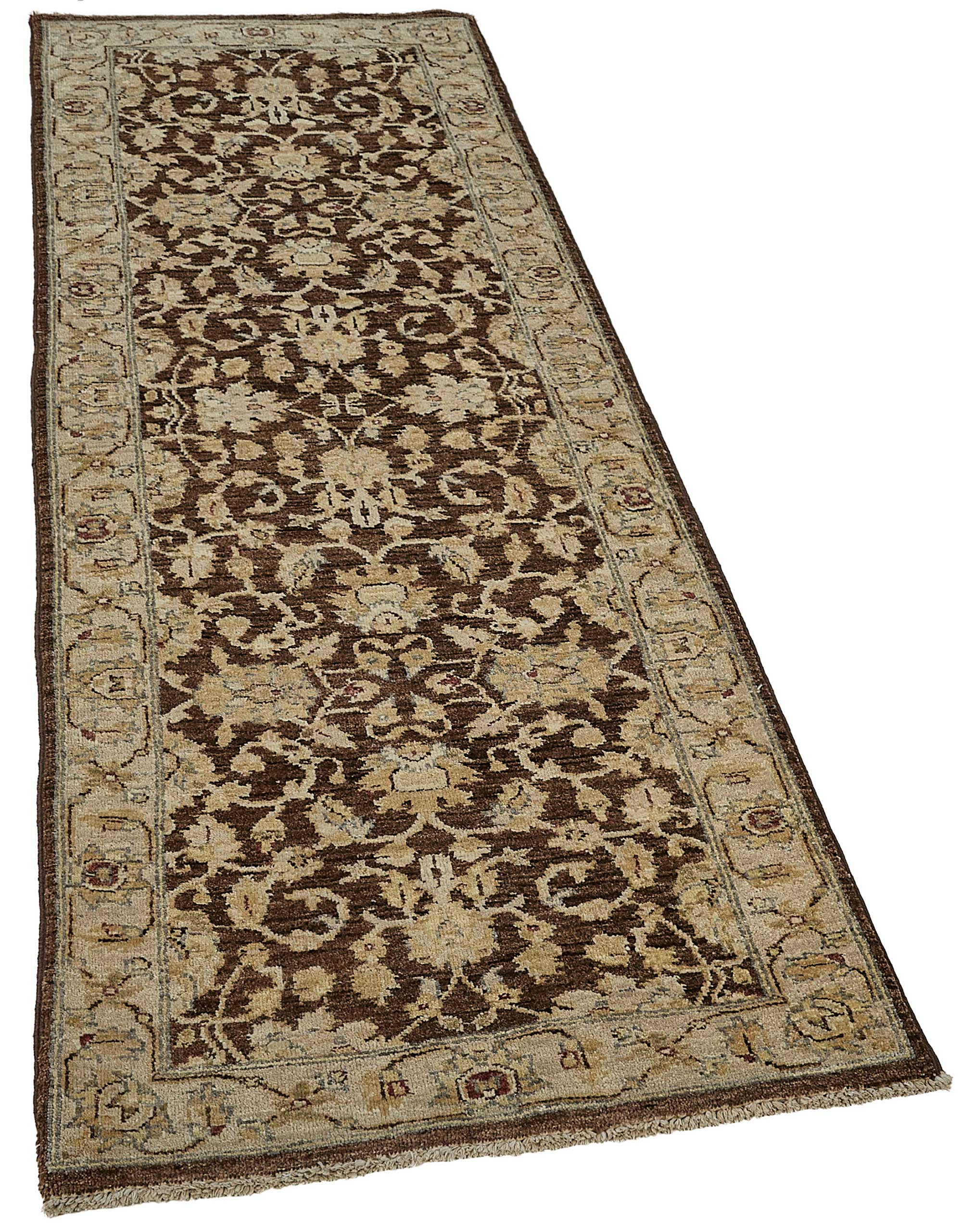 2x7 Beige Traditional Floral Oushak Rug - 51421