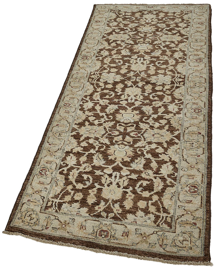 2x7 Beige Traditional Floral Oushak Rug - 51421