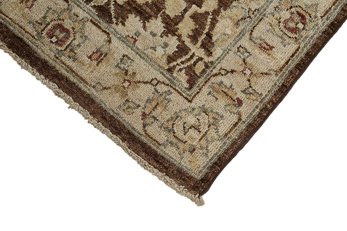 2x7 Beige Traditional Floral Oushak Rug - 51421