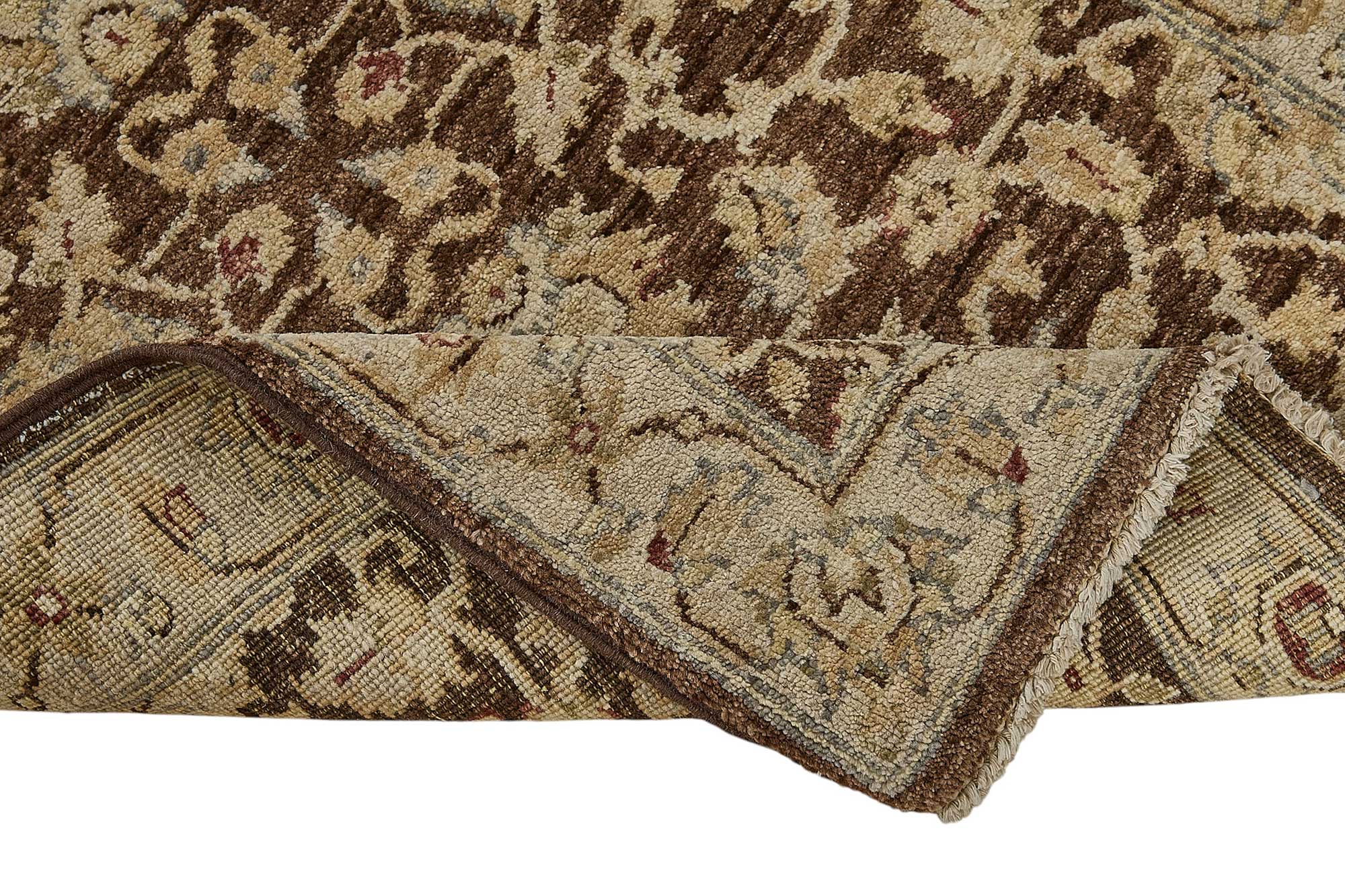 2x7 Beige Traditional Floral Oushak Rug - 51421