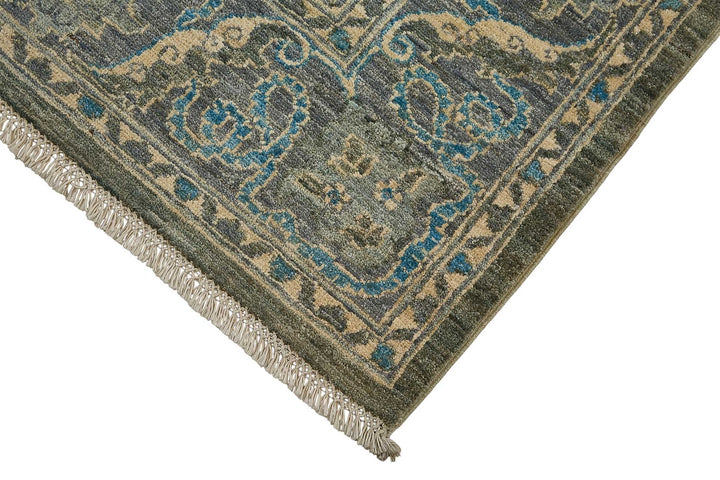 3x14 Blue Turkish Floral Oushak Rug - 51423