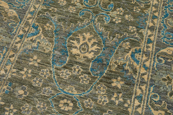 3x14 Blue Turkish Floral Oushak Rug - 51423