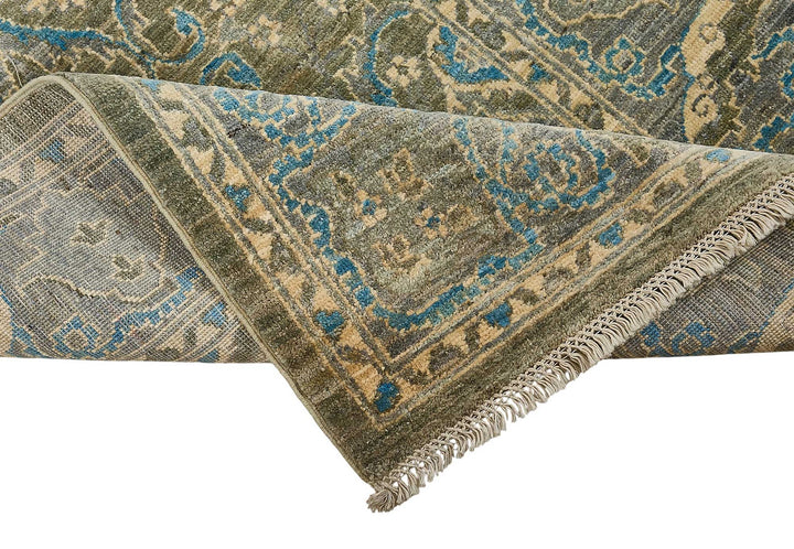 3x14 Blue Turkish Floral Oushak Rug - 51423