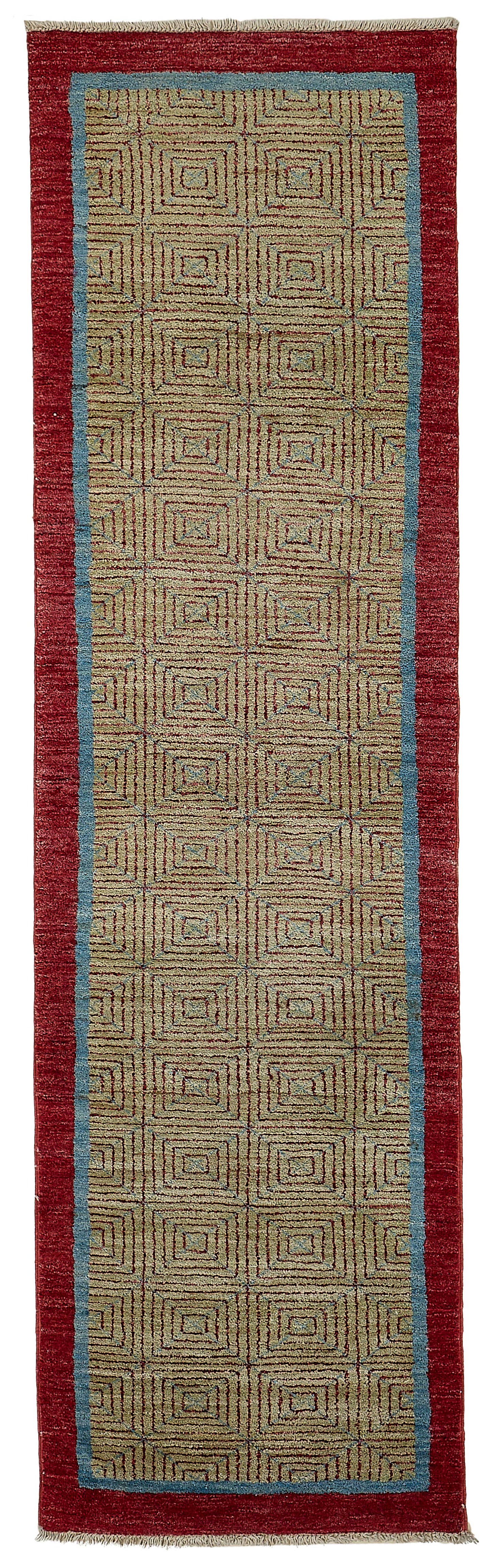 2x8 Beige Contemporary Geometric Oushak Rug - 51455