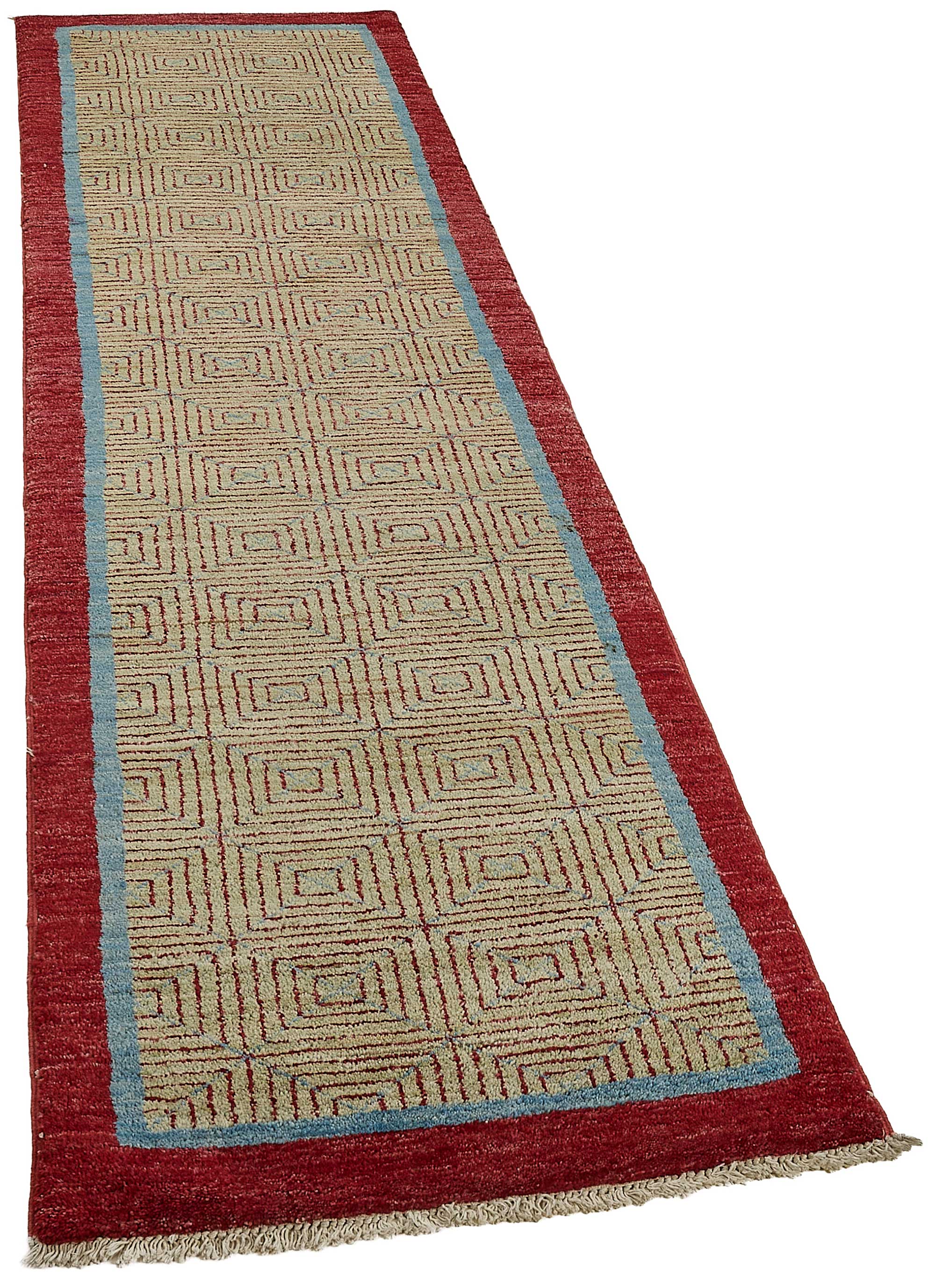 2x8 Beige Contemporary Geometric Oushak Rug - 51455