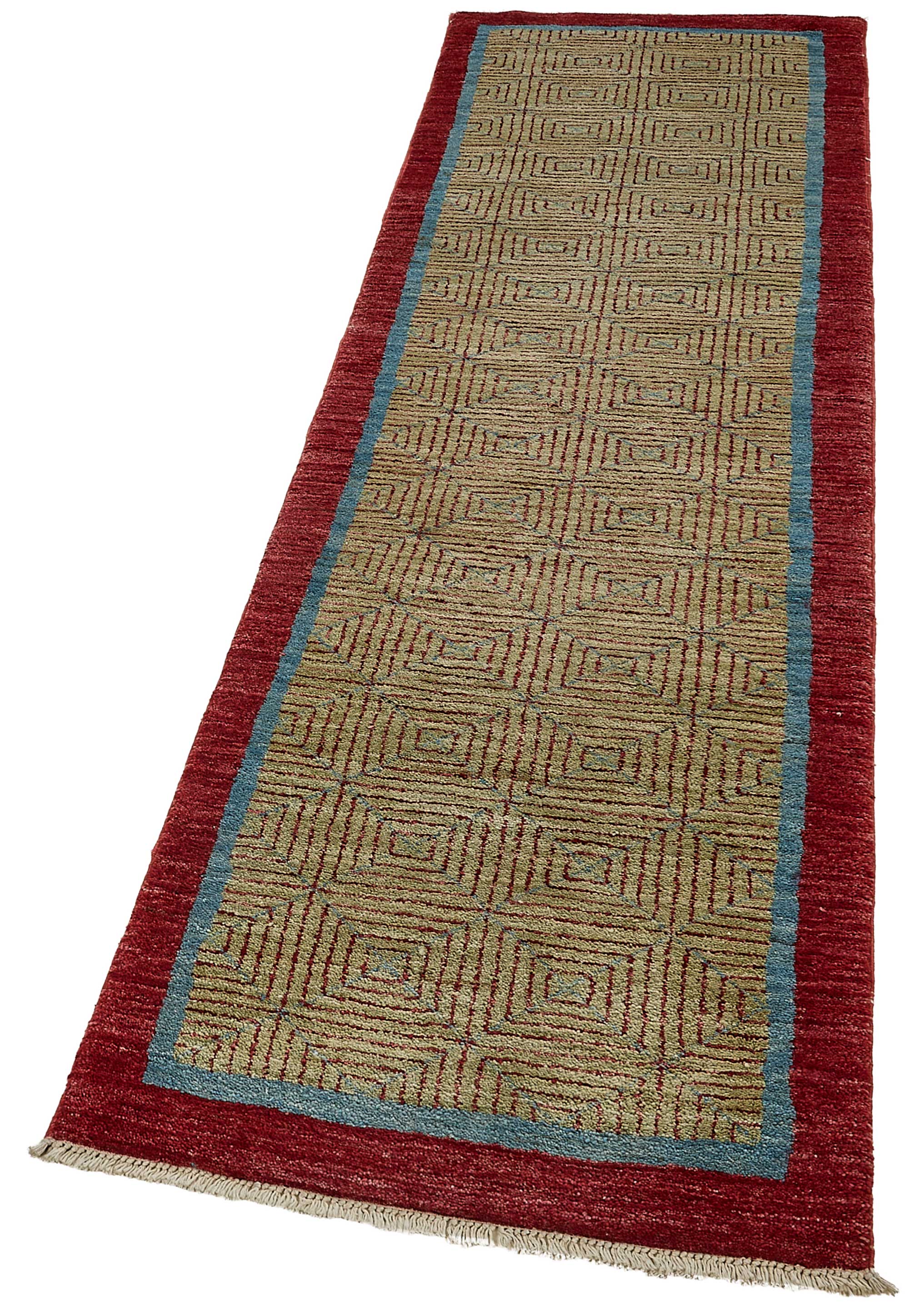 2x8 Beige Contemporary Geometric Oushak Rug - 51455