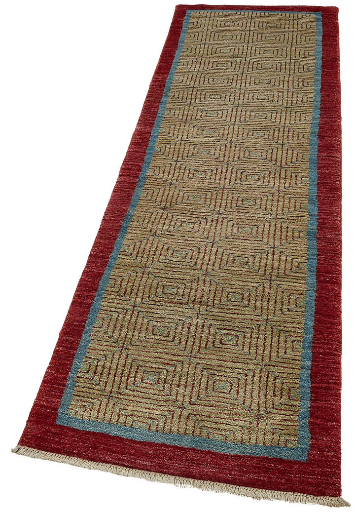 2x8 Beige Contemporary Geometric Oushak Rug - 51455