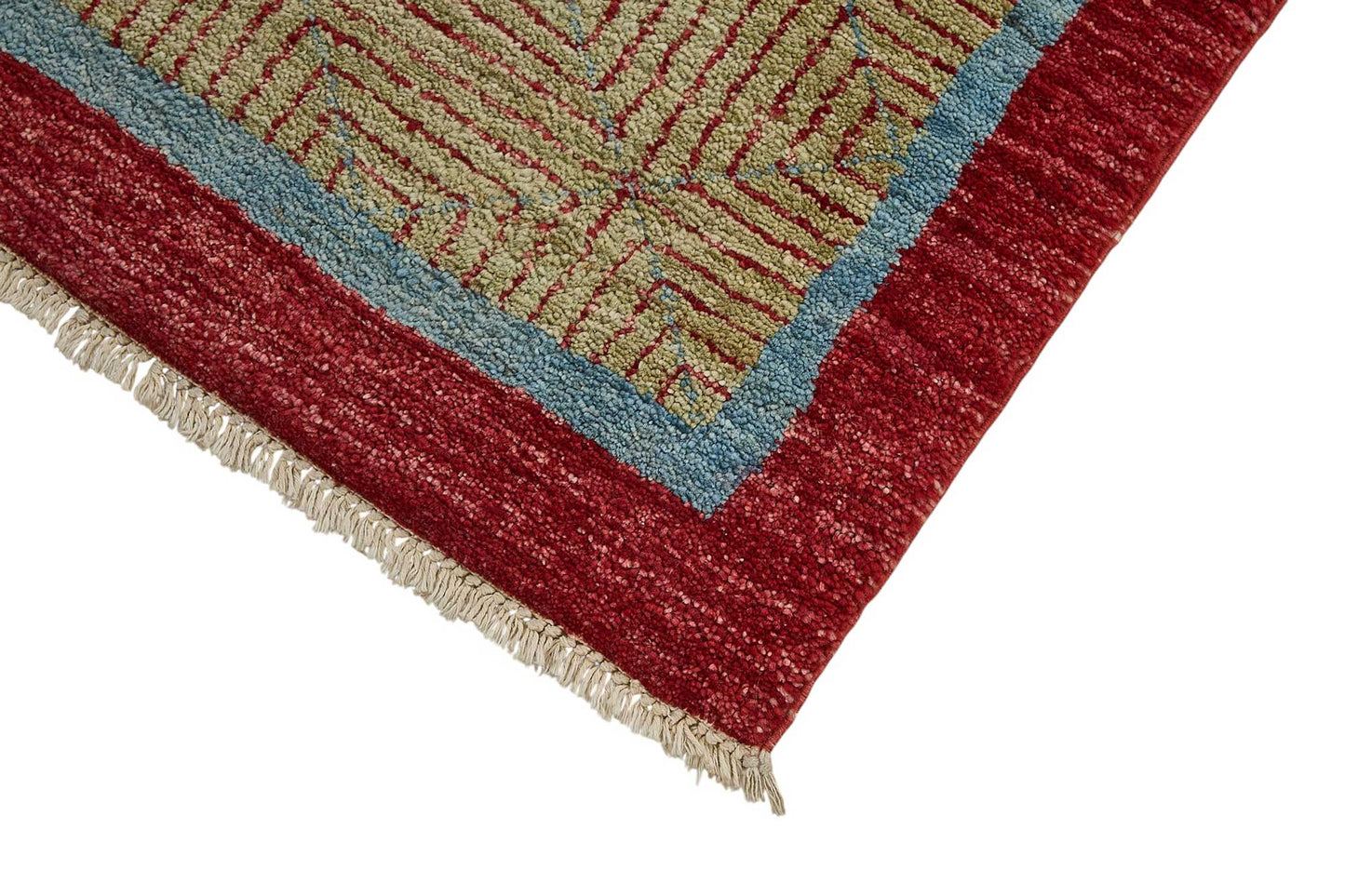 2x8 Beige Contemporary Geometric Oushak Rug - 51455