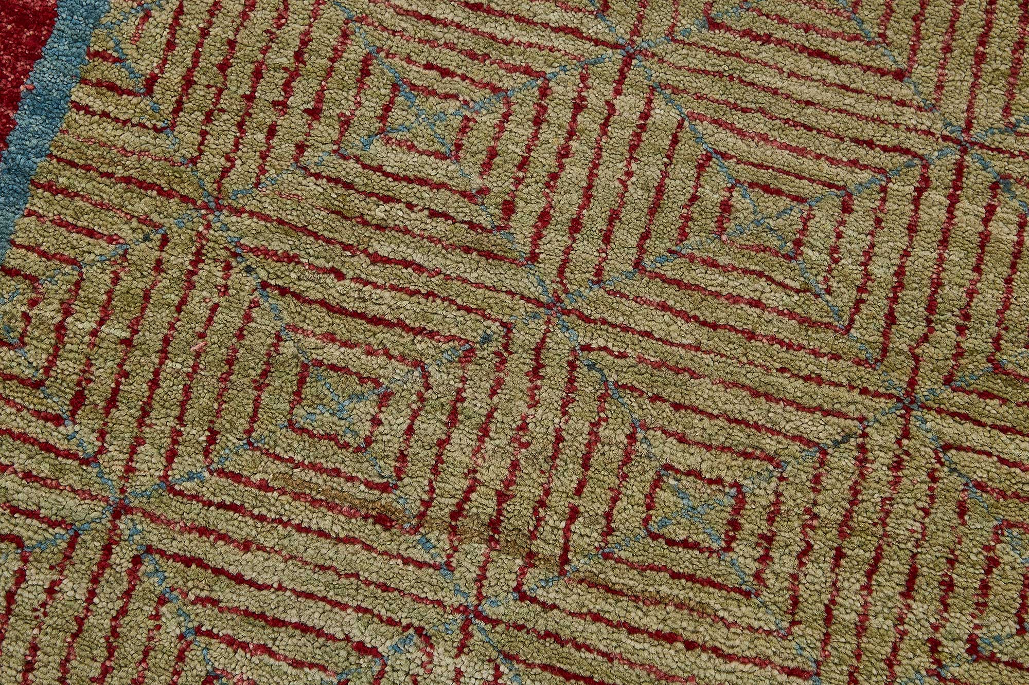2x8 Beige Contemporary Geometric Oushak Rug - 51455