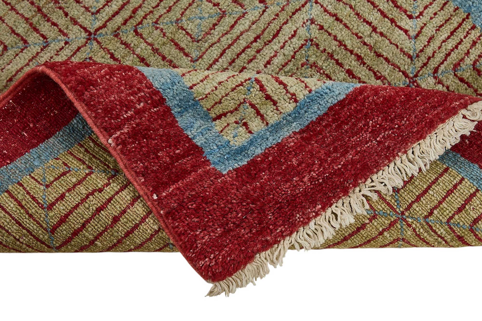 2x8 Beige Contemporary Geometric Oushak Rug - 51455